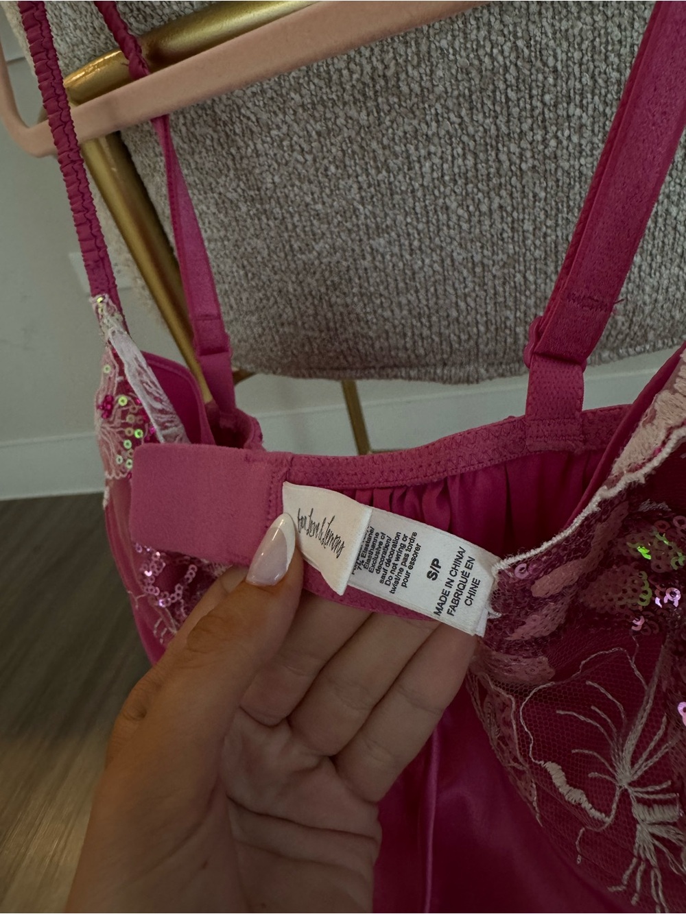 For Love and Lemons Pink Satin Lace Mini Slip - Picture 6 of 7